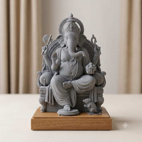 3D Printed Gana Devi Statue 15cm - Grey